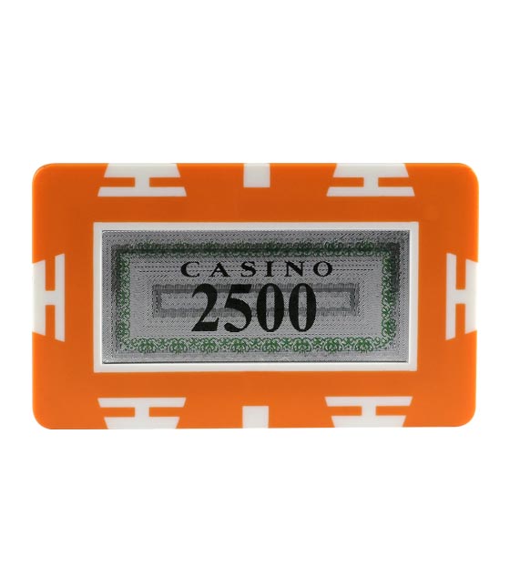 Rectangle Poker Chip with Value - 2500, Orange